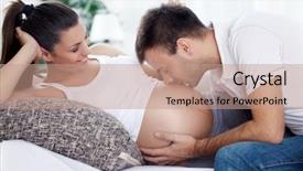  Presentation with pregnant - Amazing slides having kissing belly of his pregnant backdrop and a coral colored foreground