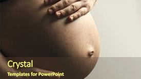  Presentation with pregnant woman in hospital - Slide deck enhanced with belly of pregnant woman on brown background background and a tawny brown colored foreground