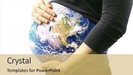  Presentation with human body - Slide set featuring human body universe - belly with earth of pregnant background and a yellow colored foreground