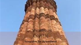  Presentation with qutub minar - Presentation with below-angle-of-famous-monument background and a coral colored foreground
