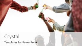  Presentation with outdoor party - PPT theme enhanced with below-angle-of-young-happy background and a white colored foreground