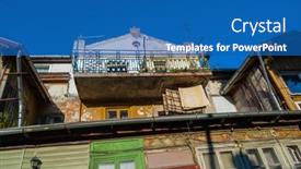  Presentation with pipes - Presentation theme having below-facade-of-aged-shabby background and a teal colored foreground