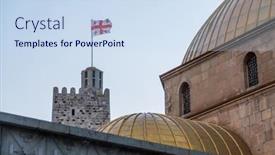  Presentation with pole - Theme enhanced with below-flag-of-georgia-fluttering background and a sky blue colored foreground