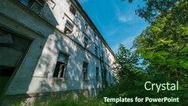  Presentation with green building - Presentation enhanced with below-green-bushes-growing-near background and a tawny brown colored foreground