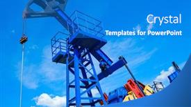  Presentation with sunny sky - Beautiful theme featuring below-industrial-machinery-pumping-oil backdrop and a teal colored foreground