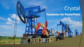  Presentation with sunny sky - Theme having below-industrial-machinery-pumping-oil background and a teal colored foreground