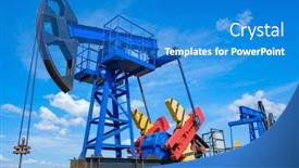  Presentation with sunny sky - Slide deck with below-industrial-machinery-pumping-oil background and a teal colored foreground