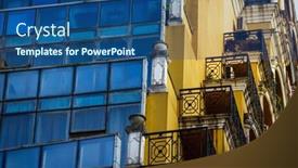  Presentation with windows - Theme having below-of-stepped-balconies background and a ocean colored foreground