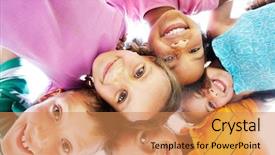  Presentation with children at camp - Cool new PPT layouts with below view of happy children backdrop and a coral colored foreground