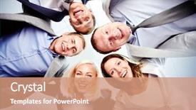  Presentation with partners - PPT theme having below view of several happy background and a coral colored foreground
