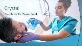  Presentation with surgical nurse - Cool new PPT theme with below-view-of-young-nurse backdrop and a cool aqua colored foreground