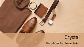  Presentation with clothing - Theme having life belt - set of casual men's outfit background and a coral colored foreground