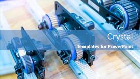  Presentation with parts - Beautiful theme featuring belt-crawler-casting-industrial-parts backdrop and a teal colored foreground