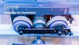  Presentation with parts - Colorful slide deck enhanced with belt-crawler-casting-industrial-parts backdrop and a teal colored foreground