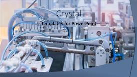  Presentation with industrial textile industry yarn spools - Beautiful slides featuring belt-crawler-casting-industrial-parts backdrop and a light blue colored foreground