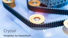  Presentation with industrial park - Colorful slide set enhanced with belt-crawler-casting-industrial-parts backdrop and a light blue colored foreground