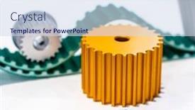  Presentation with parts - Slides enhanced with belt-crawler-casting-industrial-parts background and a sky blue colored foreground