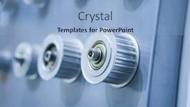  Presentation with parts - Presentation theme with belt-crawler-casting-industrial-parts background and a light blue colored foreground