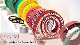  Presentation with parts - Presentation theme consisting of belt-crawler-for-casting-industrial background and a coral colored foreground