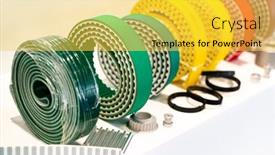  Presentation with parts - Presentation with belt-crawler-for-casting-industrial background and a yellow colored foreground