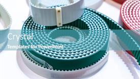  Presentation with parts - Slide deck enhanced with belt-crawler-for-casting-industrial background and a teal colored foreground