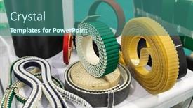  Presentation with parts - Presentation theme consisting of belt-crawler-for-casting-industrial background and a ocean colored foreground