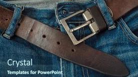  Presentation with jeans - Presentation design enhanced with belt on jeans close-up background and a ocean colored foreground