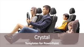  Presentation with car seat - Presentation theme having belts isolated on white background background and a gray colored foreground