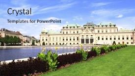 Presentation with vienna - Audience pleasing theme consisting of belvedere-palace-vienna-austria-summer backdrop and a light blue colored foreground
