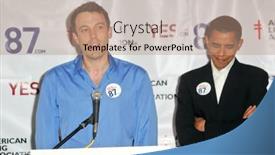  Presentation with press - Colorful presentation theme enhanced with ben-affleck-and-barack-obama backdrop and a coral colored foreground