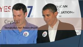  Presentation with press - Slide deck having ben-affleck-and-barack-obama background and a coral colored foreground