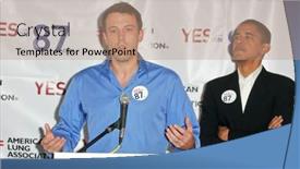  Presentation with press - Presentation design consisting of ben-affleck-and-barack-obama background and a coral colored foreground