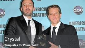  Presentation with award ceremony - Slide deck featuring ben-affleck-and-matt-damon background and a dark gray colored foreground