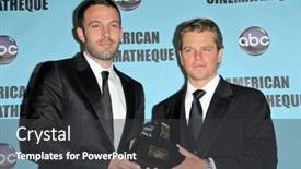  Presentation with award ceremony - Cool new PPT layouts with ben-affleck-and-matt-damon backdrop and a dark gray colored foreground