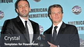  Presentation with award ceremony - Beautiful presentation theme featuring ben-affleck-and-matt-damon backdrop and a dark gray colored foreground