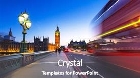  Presentation with parliament westminster london england - Colorful PPT theme enhanced with ben and blurred red bus backdrop and a gray colored foreground