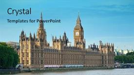  Presentation with parliament westminster london england - PPT theme with ben and house of parliament background and a light blue colored foreground