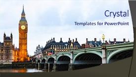  Presentation with london at night - Presentation theme having ben and houses of parliament background and a sky blue colored foreground