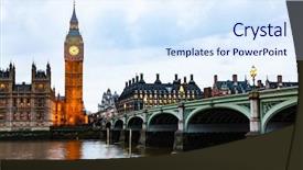  Presentation with london at night - Audience pleasing slide set consisting of ben and houses of parliament backdrop and a sky blue colored foreground