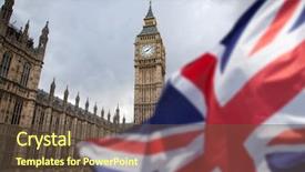  Presentation with union jack flag - Beautiful slide deck featuring ben clock tower and parliament backdrop and a tawny brown colored foreground