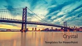  Presentation with ben franklin - Slides enhanced with ben franklin bridge in philadelphia background and a coral colored foreground