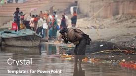  Presentation with varanasi - Presentation theme consisting of benares-varanasi-uttar-pradesh-india background and a gray colored foreground