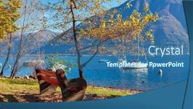  Presentation with switzerland - Audience pleasing theme consisting of bench among colorful autumnal trees backdrop and a ocean colored foreground
