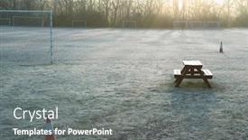  Presentation with soccer field - Slides featuring bench-and-bollards-on-empty background and a gray colored foreground