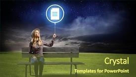  Presentation with balloon - Slide set with bench and holding glow background and a tawny brown colored foreground