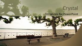  Presentation with tree - Presentation theme enhanced with bench-and-platanus-tree background and a mint green colored foreground