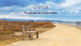  Presentation with pathway - PPT theme having bench-at-baltic-sea-pathway background and a light blue colored foreground