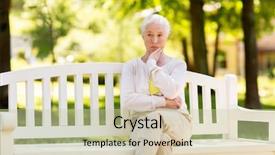  Presentation with old age - Presentation theme featuring bench at summer park background and a  colored foreground