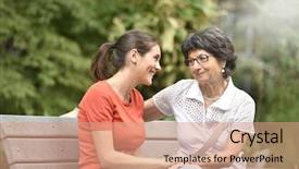  Presentation with carer - Colorful presentation design enhanced with bench at the park backdrop and a coral colored foreground