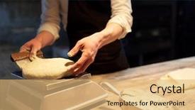  Presentation with weighing scale - Cool new slide deck with bench cutter portioning and weighing backdrop and a coral colored foreground